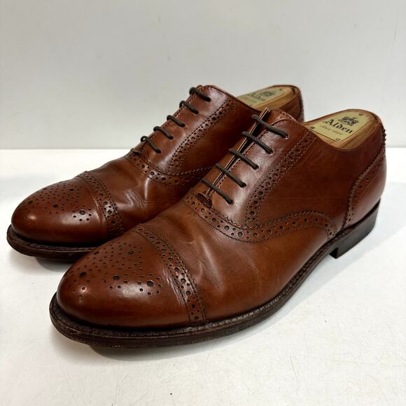 VERY GOOD Grant Stone x J. Crew Oxford Cap Toe Brogue Chili Brown Bench Made 9 - Picture 1 of 13